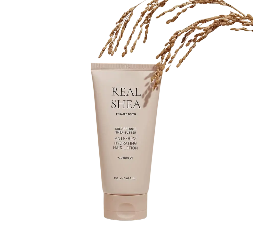 REAL SHEA COLD PRESSED SHEA BUTTER ANTI-FRIZZ HYDRATING HAIR LOTION УВЛАЖНЯЮЩИЙ ЛОСЬОН ДЛЯ ВОЛОС RATED GREEN REAL SHEA COLD PRESSED SHEA BUTTER ANTI-FRIZZ HYDRATING HAIR LOTION3